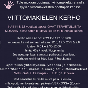 verkossa ke.5.5 alkaen VIITTOMAKIELEN KERHO - opi samalla viittomakieltä